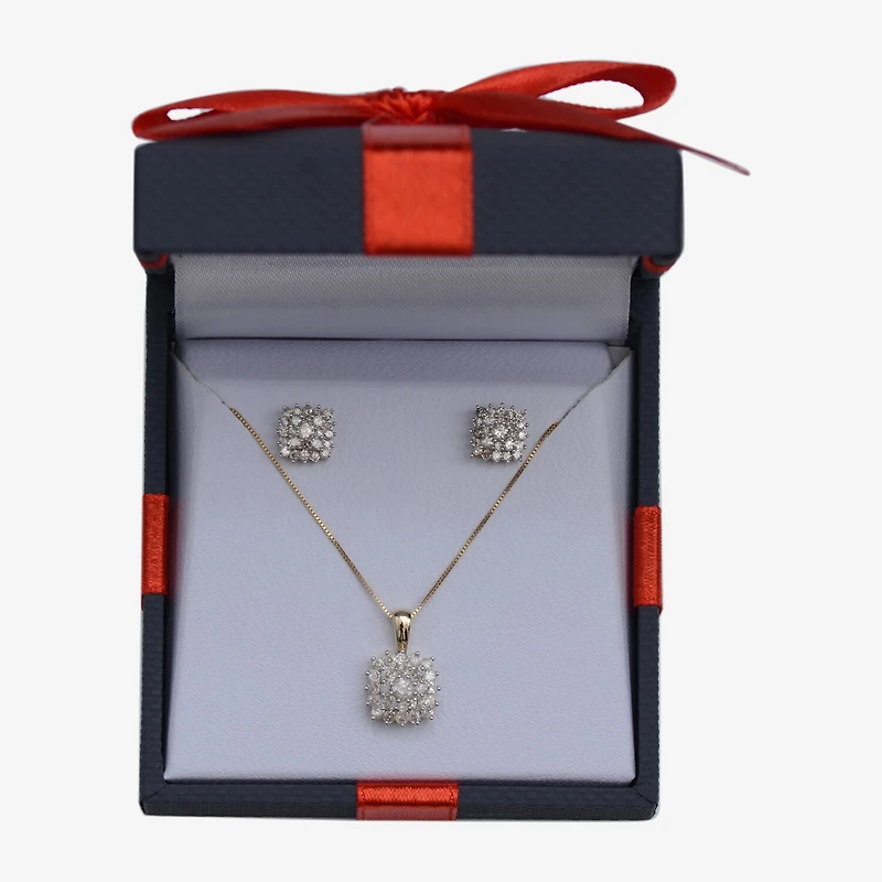 Womens 1 CT. T.W. Natural White Diamond 10K Gold 2-pc. Jewelry Set