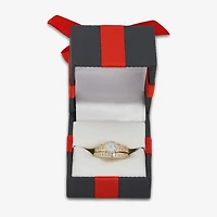 Womens 1 CT. T.W. Natural White Diamond 14K Gold Round Side Stone Halo Bridal Set