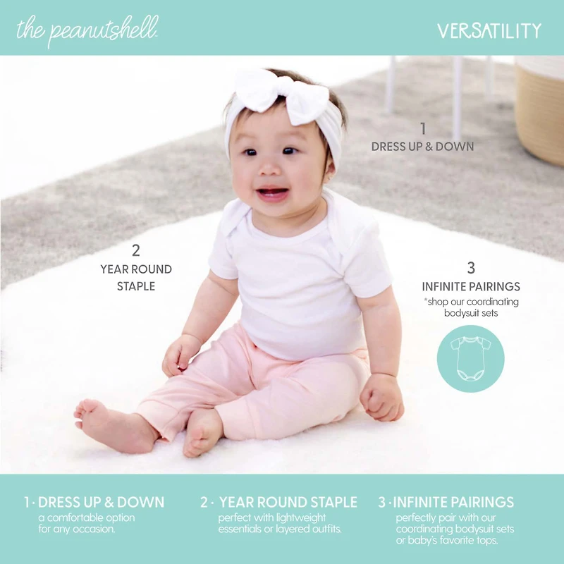 The Peanutshell Baby Girls Easy-on + Easy-off Mid Rise Straight Regular Fit Pull-On Pant