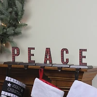 Northlight 6" Buffalo Plaid “Peace" Christmas Stocking Holder