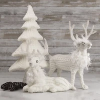 Northlight 10" Cable Knit Sweater Sitting Reindeer Christmas Figurine