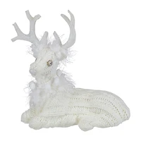 Northlight 10" Cable Knit Sweater Sitting Reindeer Christmas Figurine