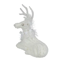 Northlight 10" Cable Knit Sweater Sitting Reindeer Christmas Figurine