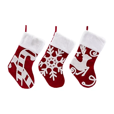 Northlight 20" Reindeer And Snowflake Embroidered Christmas Stocking