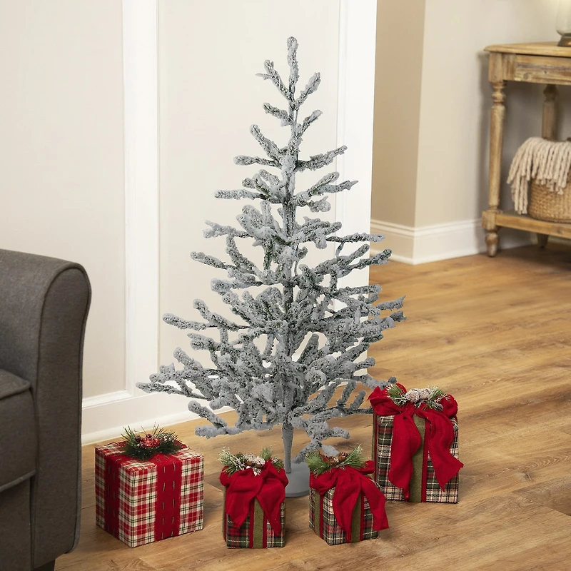 Northlight 36" Green Flocked Alpine Coral 3 Foot Flocked Pine Christmas Tree