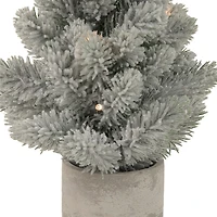 Northlight 16" Led Lighted Mini Frosted Pine In Cement Base 1 Foot Pine Christmas Tree