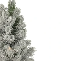Northlight 16" Led Lighted Mini Frosted Pine In Cement Base 1 Foot Pine Christmas Tree