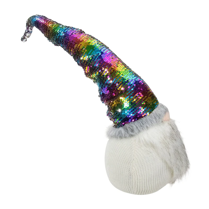 Northlight 24" Gnome With Rainbow Flip Sequin Hat Christmas Gnome