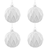 Northlight 4" 4ct Embossed Diamon Glass Ball Christmas Ornament