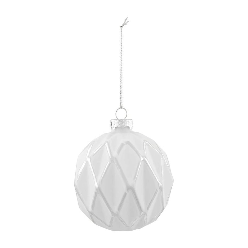 Northlight 4" 4ct Embossed Diamon Glass Ball Christmas Ornament