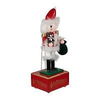 Northlight 12" Animated And Musical Santa With Bear Wood Plays Music Christmas Nutcracker