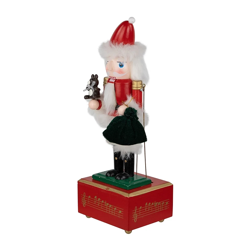 Northlight 12" Animated And Musical Santa With Bear Wood Plays Music Christmas Nutcracker