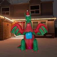 Northlight 6ft Inflatable Led Lighted Dragon With Gift Outdoor Christmas Inflatable