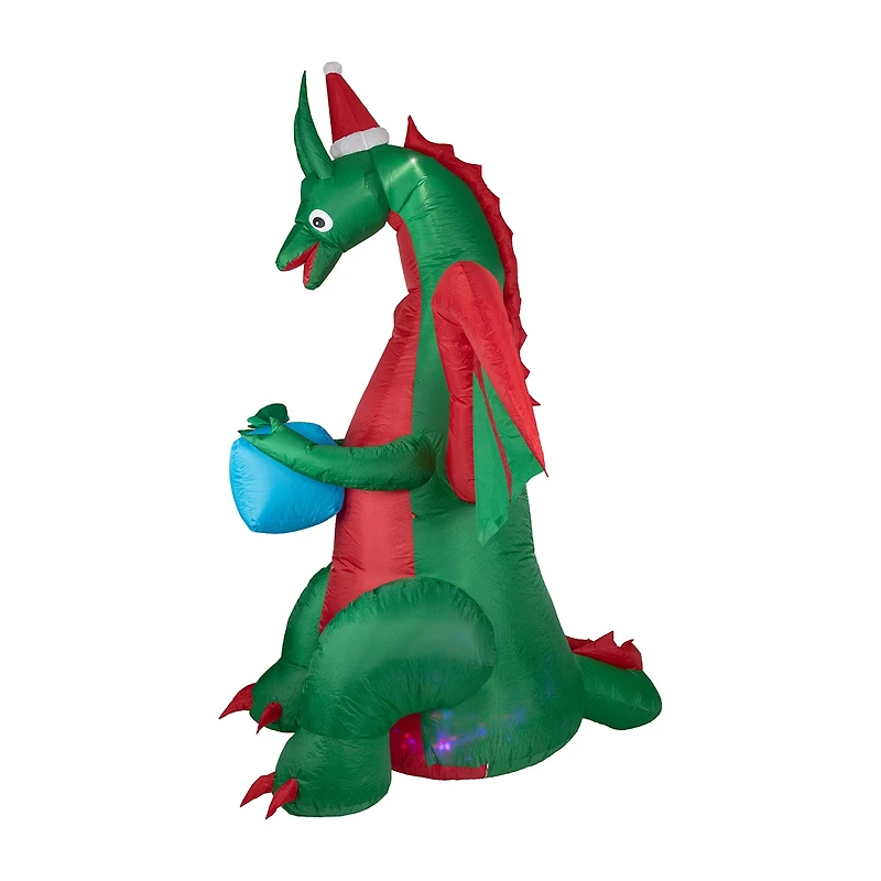 Northlight 6ft Inflatable Led Lighted Dragon With Gift Outdoor Christmas Inflatable