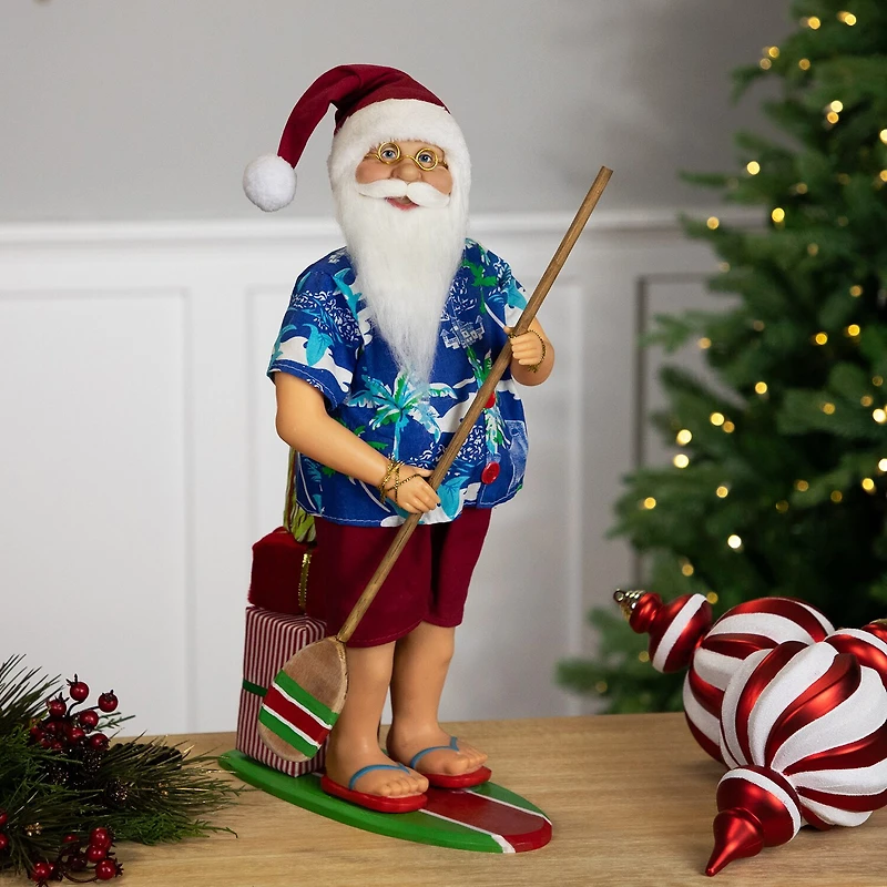 Northlight 18" Santa On A Paddle Board Christmas Figurine
