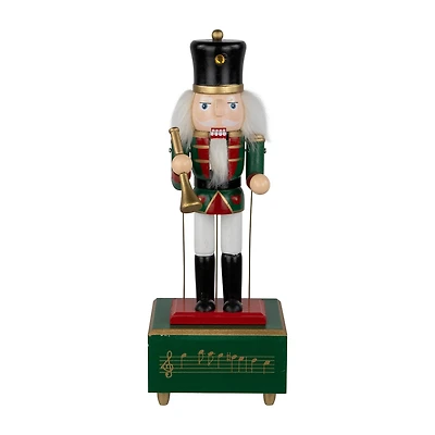 Northlight 12" Nutcracker Red Animated And Musical With Trumpet Wood Plays Music Christmas Nutcracker