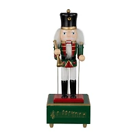 Northlight 12" Nutcracker Red Animated And Musical With Trumpet Wood Plays Music Christmas Nutcracker