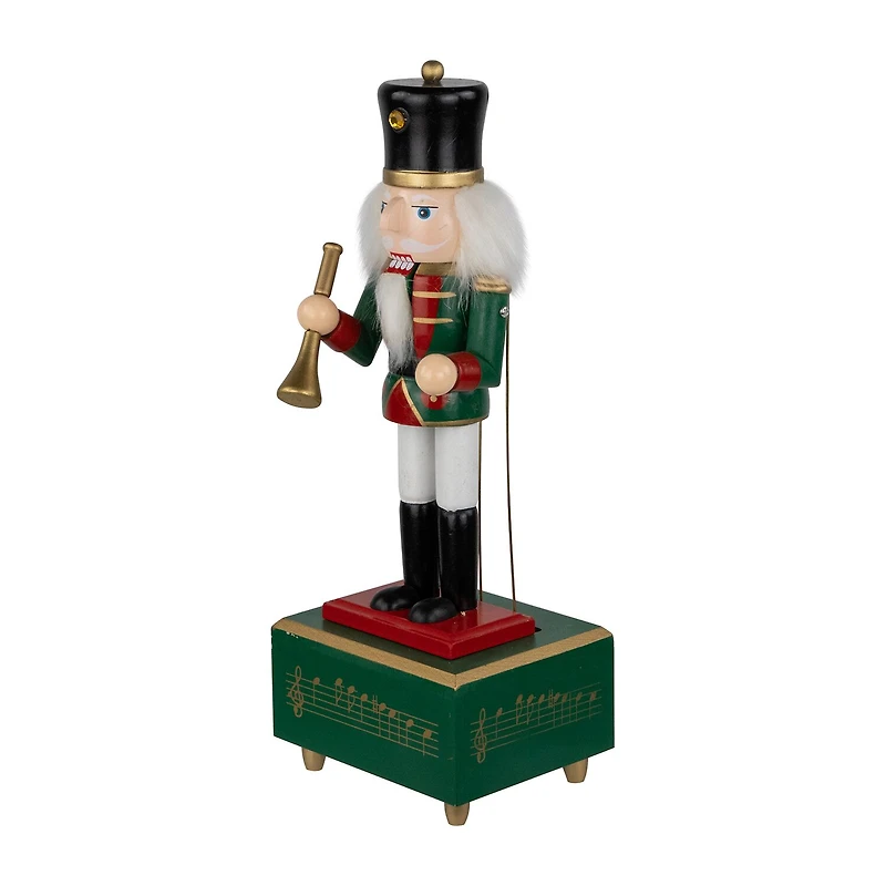 Northlight 12" Nutcracker Red Animated And Musical With Trumpet Wood Plays Music Christmas Nutcracker