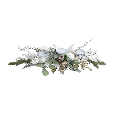 Northlight 24" Mixed Winter Foliage And Berries Pillar Candle Holder