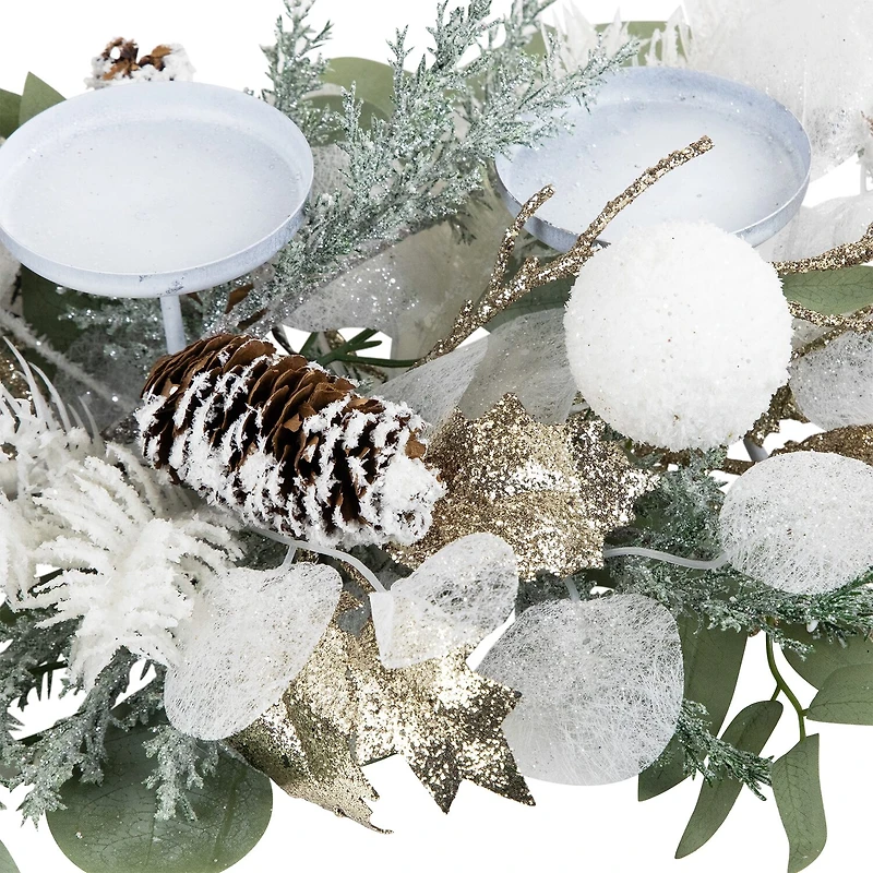 Northlight 24" Mixed Winter Foliage And Berries Pillar Candle Holder