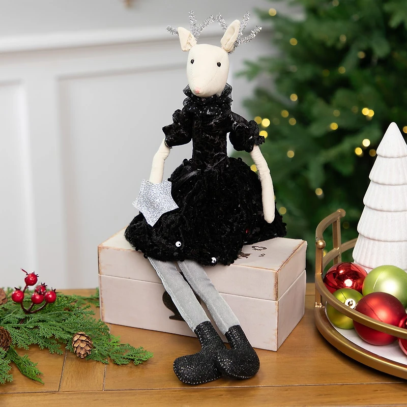 Northlight 18" Sitting Reindeer With Dangling Legs Christmas Figurine