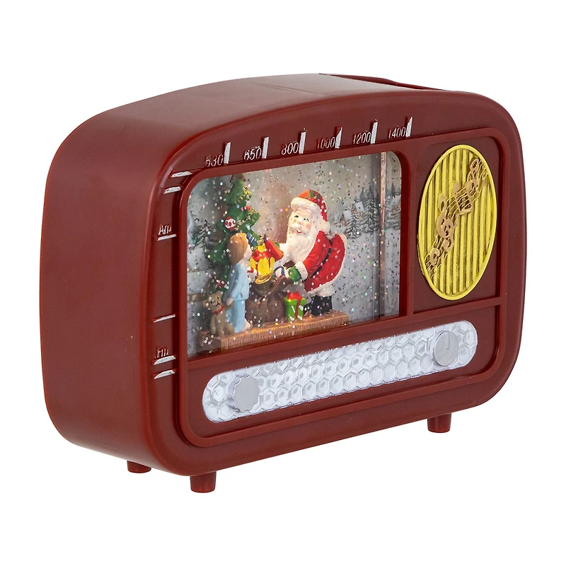 Northlight 9" Led Lighted "Santa Sighting" Retro Radio Christmas Snow Globe