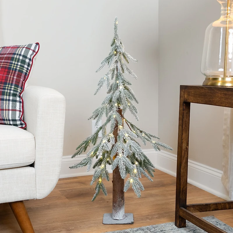 Northlight 3ft Led Battery Operated Flocked Alpine Artificial 3 Foot Pine Christmas Tree