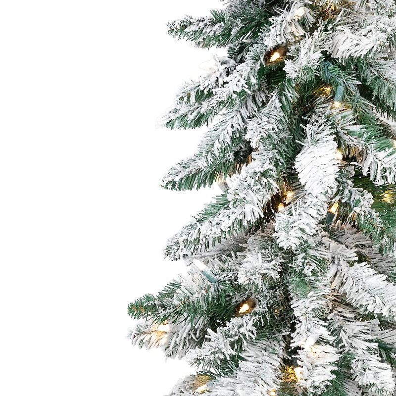 Northlight 5ft Prelit Pencil Flocked Alpine Artificial Clear Lights 5 Foot Flocked Pine Christmas Tree