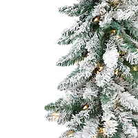 Northlight 5ft Prelit Pencil Flocked Alpine Artificial Clear Lights 5 Foot Flocked Pine Christmas Tree