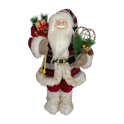 Northlight 18" Standing Santa With Snow Shoes And Fur Boots Christmas Figurine
