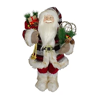 Northlight 18" Standing Santa With Snow Shoes And Fur Boots Christmas Figurine