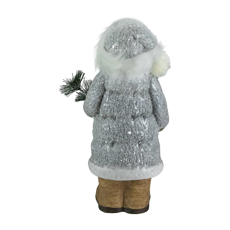 Northlight 18" Ceramic Santa Holding Pine Sprig Christmas Figurine