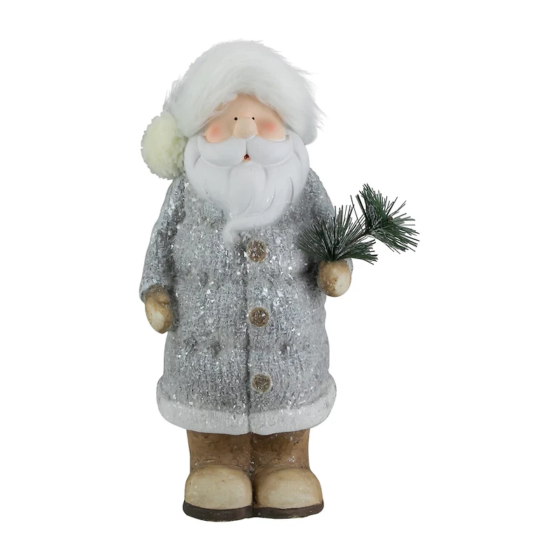 Northlight 18" Ceramic Santa Holding Pine Sprig Christmas Figurine