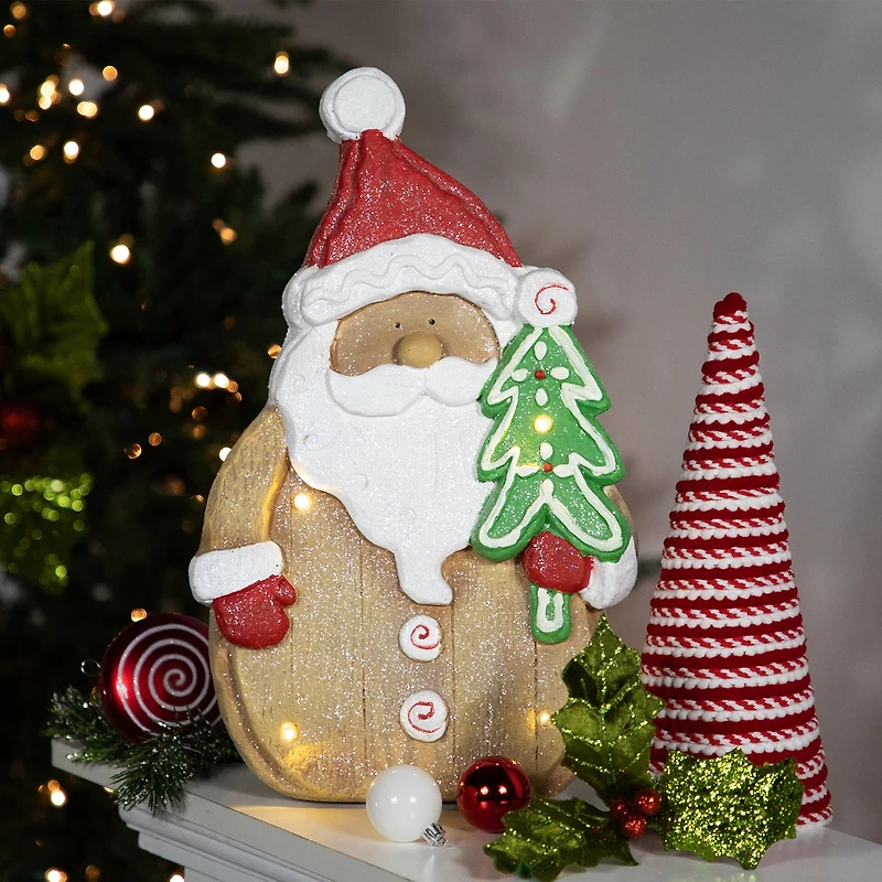 Northlight 16" Led Gingerbread Santa Claus Glittered Christmas Figurine