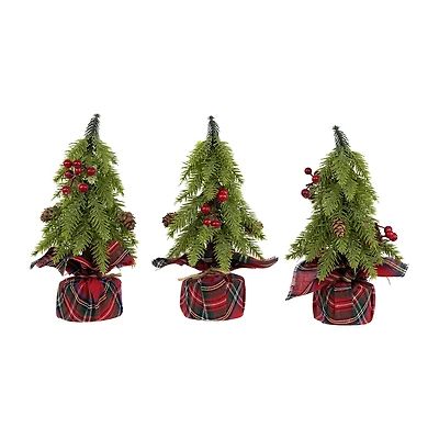 Northlight 9" Mini Downswept Pine Artificial With Pine Cones Pine Christmas Tree