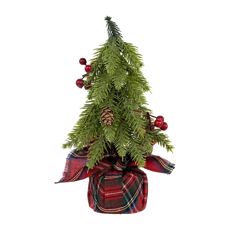 Northlight 9" Mini Downswept Pine Artificial With Pine Cones Pine Christmas Tree