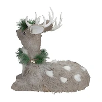 Northlight 14" Sitting Sisal Reindeer With Wreath Christmas Figurine