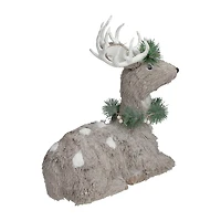 Northlight 14" Sitting Sisal Reindeer With Wreath Christmas Figurine