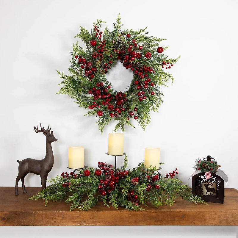 Northlight 36" Apples And Berries Triple Pillar Candle Holder