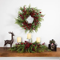 Northlight 36" Apples And Berries Triple Pillar Candle Holder