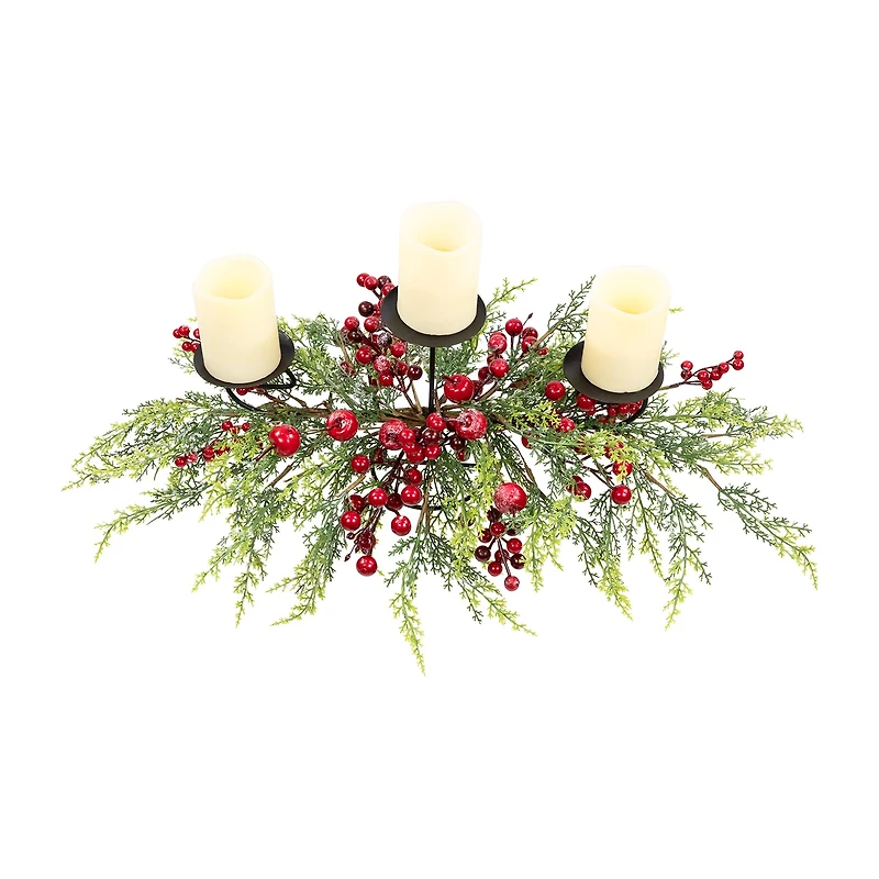Northlight 36" Apples And Berries Triple Pillar Candle Holder