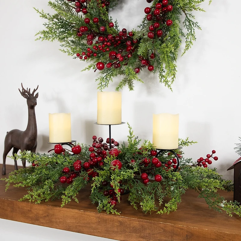 Northlight 36" Apples And Berries Triple Pillar Candle Holder