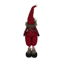 Northlight 17" Standing Buffalo Plaid Gnome With Berry Pine Christmas Gnome