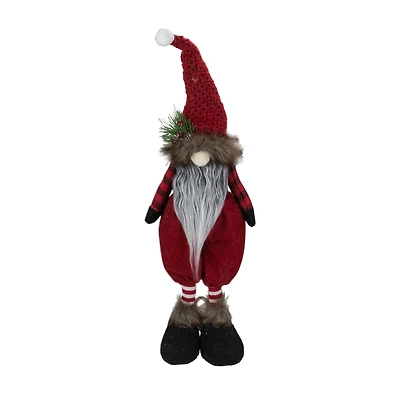 Northlight 17" Standing Buffalo Plaid Gnome With Berry Pine Christmas Gnome