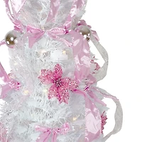 Northlight 6ft Popup Artificial Prelit White And Pink Predecorated 6 Foot Pre-Lit Christmas Tree