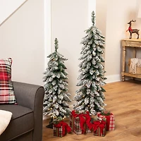 Northlight 4ft Prelit Pencil Flocked Alpine Artificial Clear 4 Foot Flocked Pine Christmas Tree