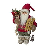 Northlight 12" Standing Santa With A Sled And Lantern Christmas Figurine
