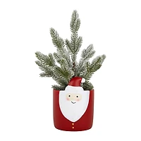 Northlight 15" Mini Frosted Artificial In Santa Pot 1 Foot Christmas Tree