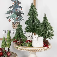 Northlight 14" Frosted Icy Pine With Jute Base 1 Foot Pine Christmas Tree