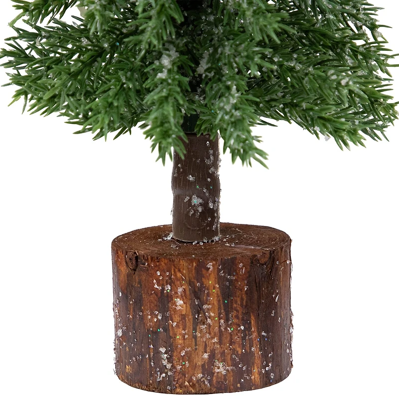 Northlight 14" Frosted Icy Pine With Jute Base 1 Foot Pine Christmas Tree